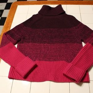 TRINA TURK TURTLENECK MULTI PINK WOOL SWEATER SZ.S